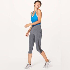 Lululemon Train Times Crop Heathered Black casual yoga athletic legging tights 6